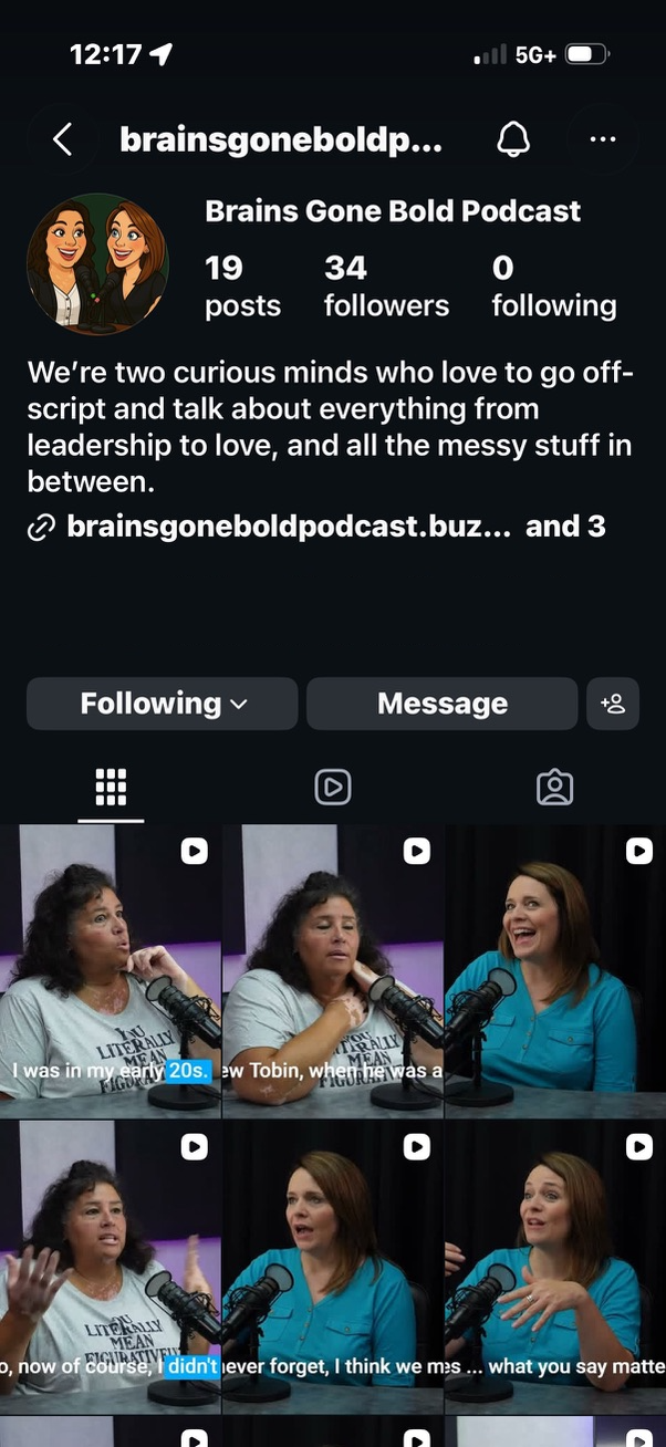 Brains Gone Bold Instagram feed before Dodani